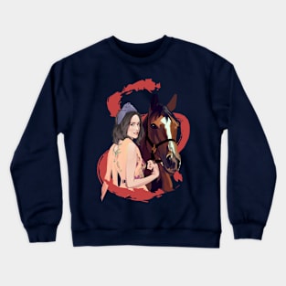 beautiful women with horses Crewneck Sweatshirt